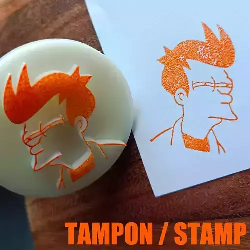 TAMPON MEME - STAMP NOT SURE FUTURAMA FRY WITH HANDLE 3D print model