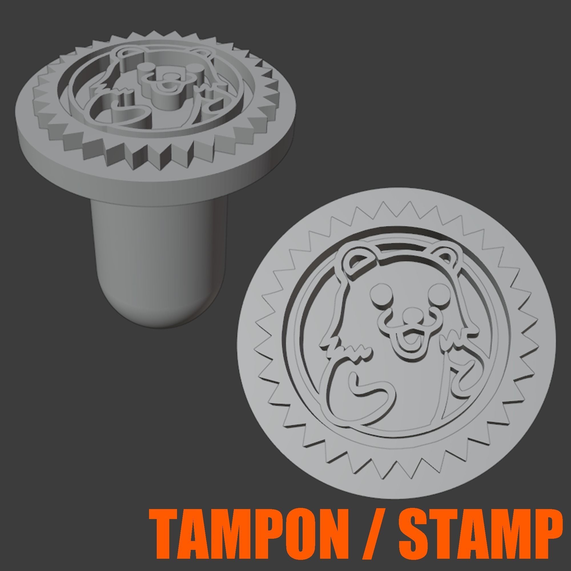 TAMPON MEME - STAMP PEDOBEAR WITH HANDLE 3D print model_1