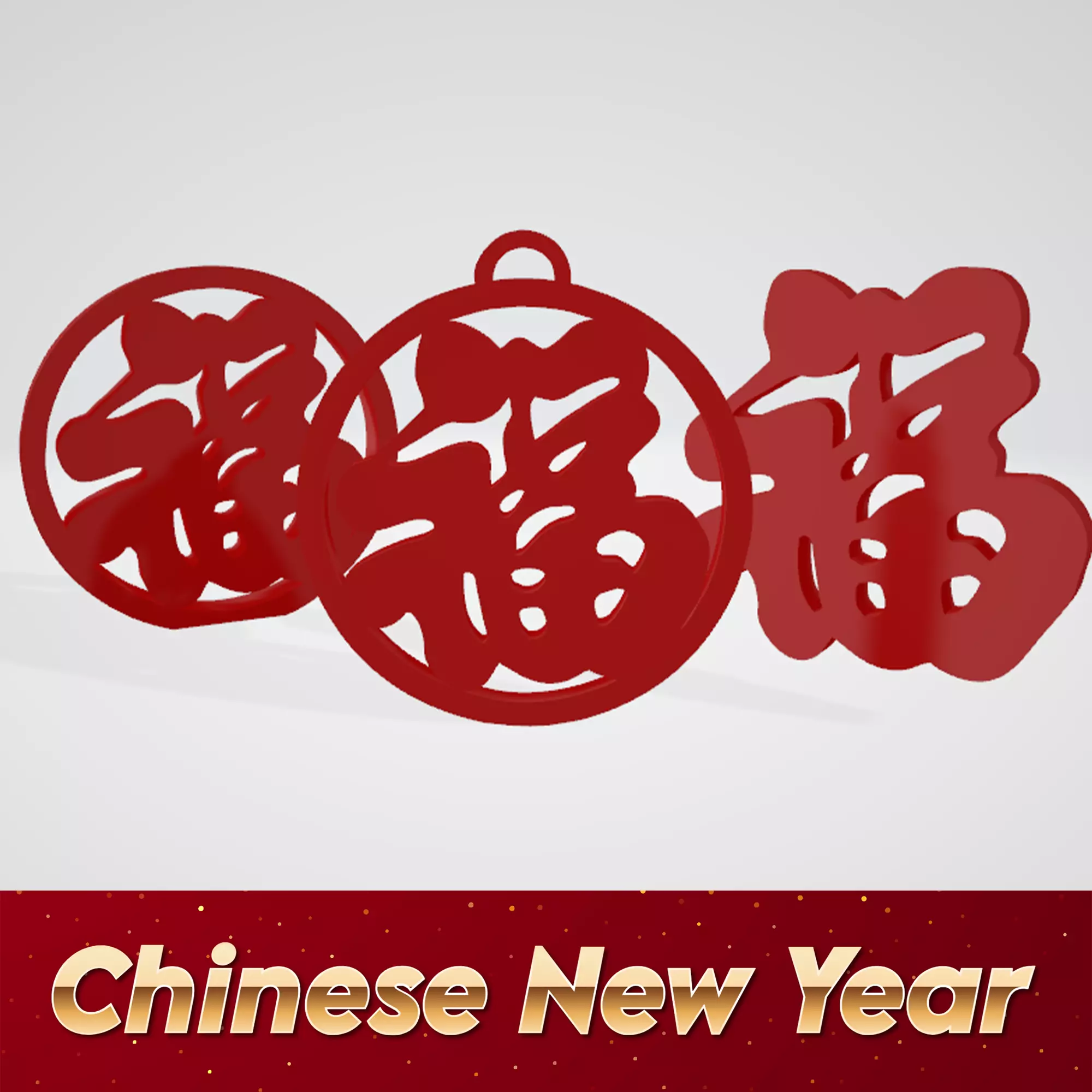 FU CHINESE RED CHARACTER NEW YEAR TABLE DECORATION 3D print model