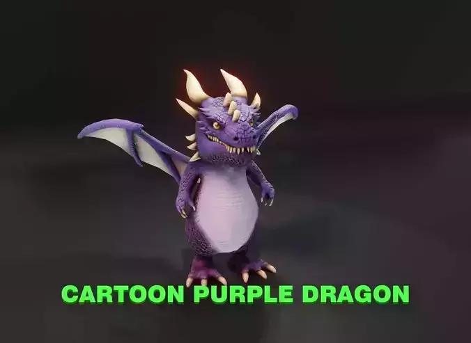 Cartoon Purple Dragon 3D Model