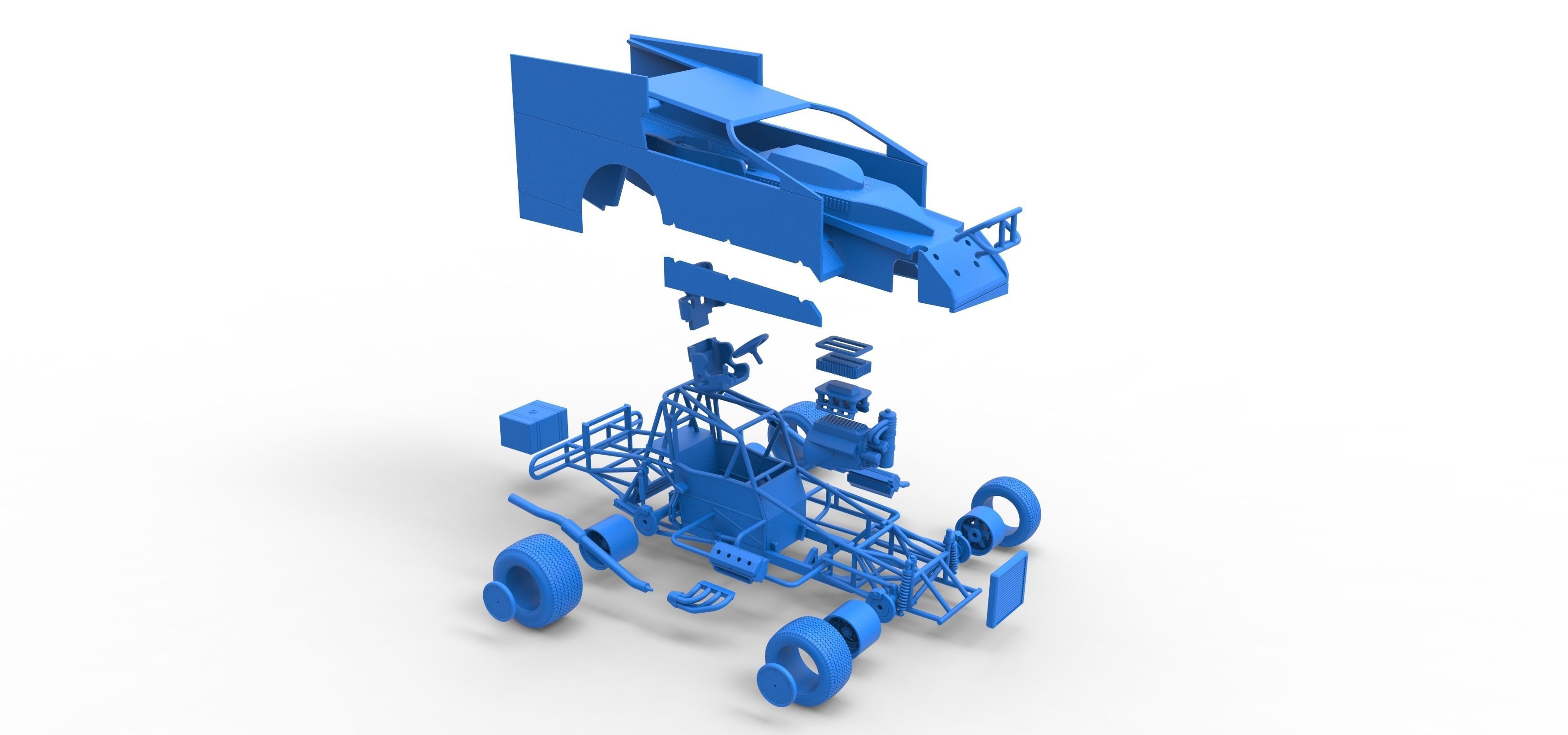 Northeast Outlaw Dirt Modified stock car Scale 1 to 25 3D print model_65