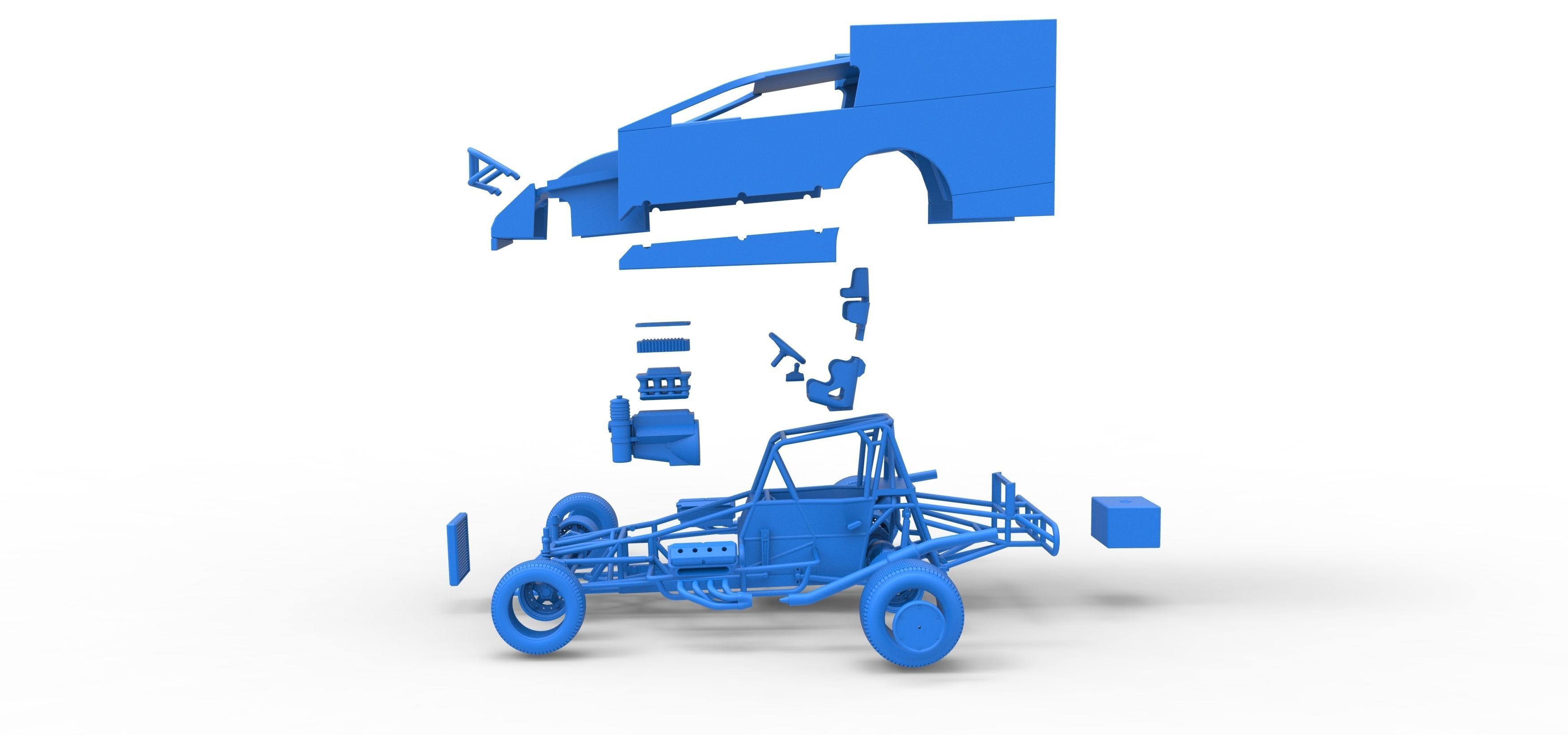 Northeast Outlaw Dirt Modified stock car Scale 1 to 25 3D print model_59