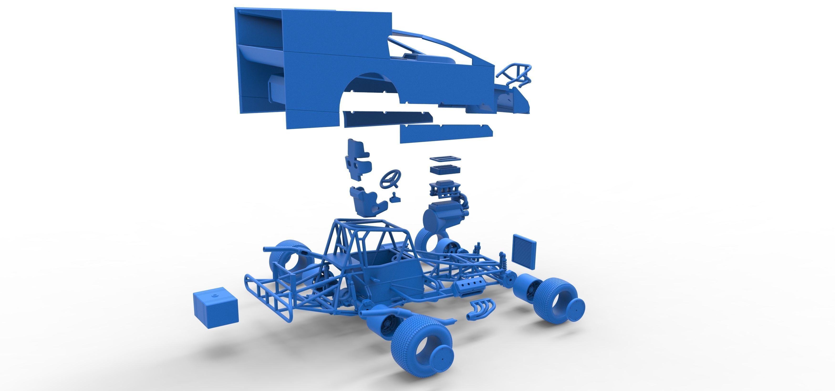 Northeast Outlaw Dirt Modified stock car Scale 1 to 25 3D print model_63