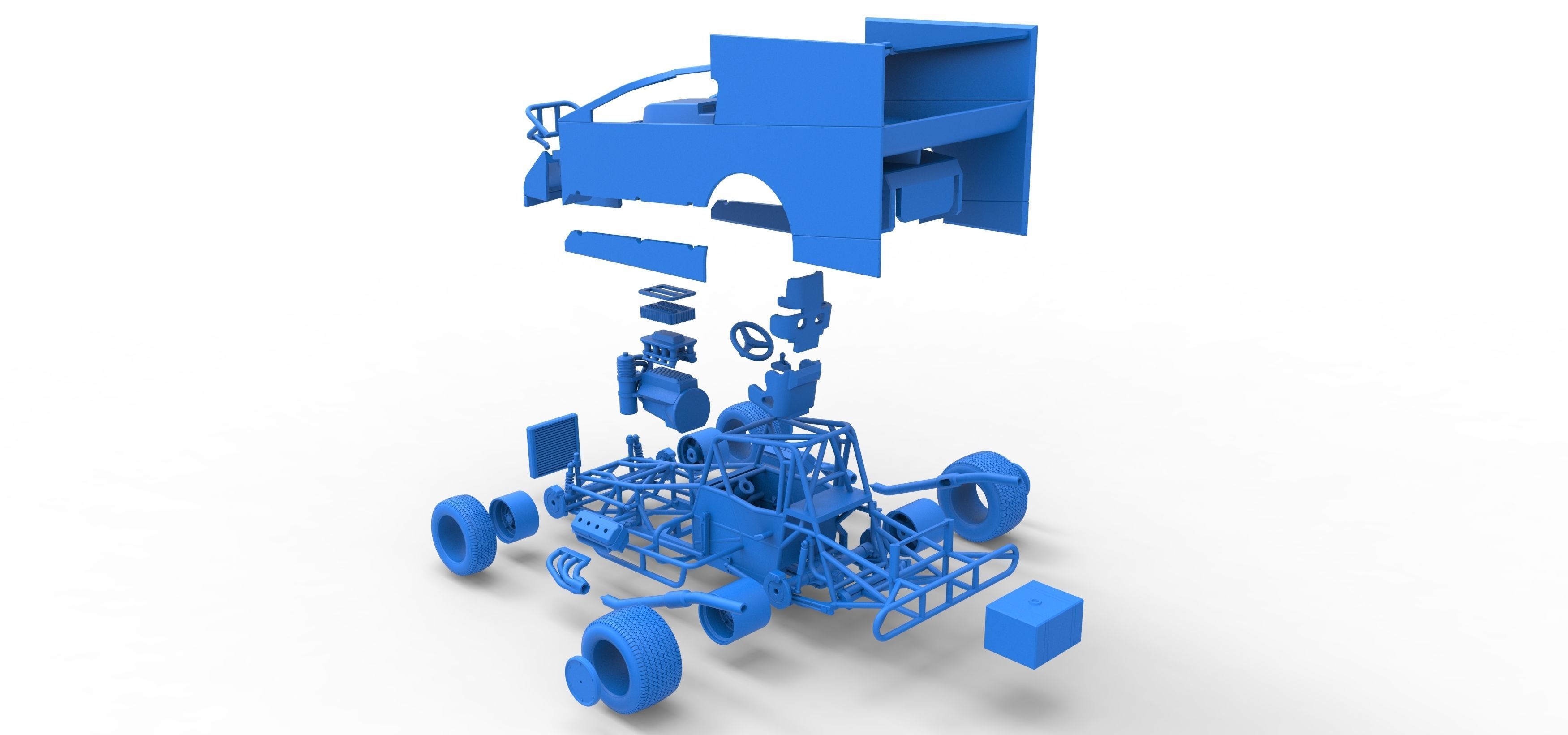 Northeast Outlaw Dirt Modified stock car Scale 1 to 25 3D print model_61