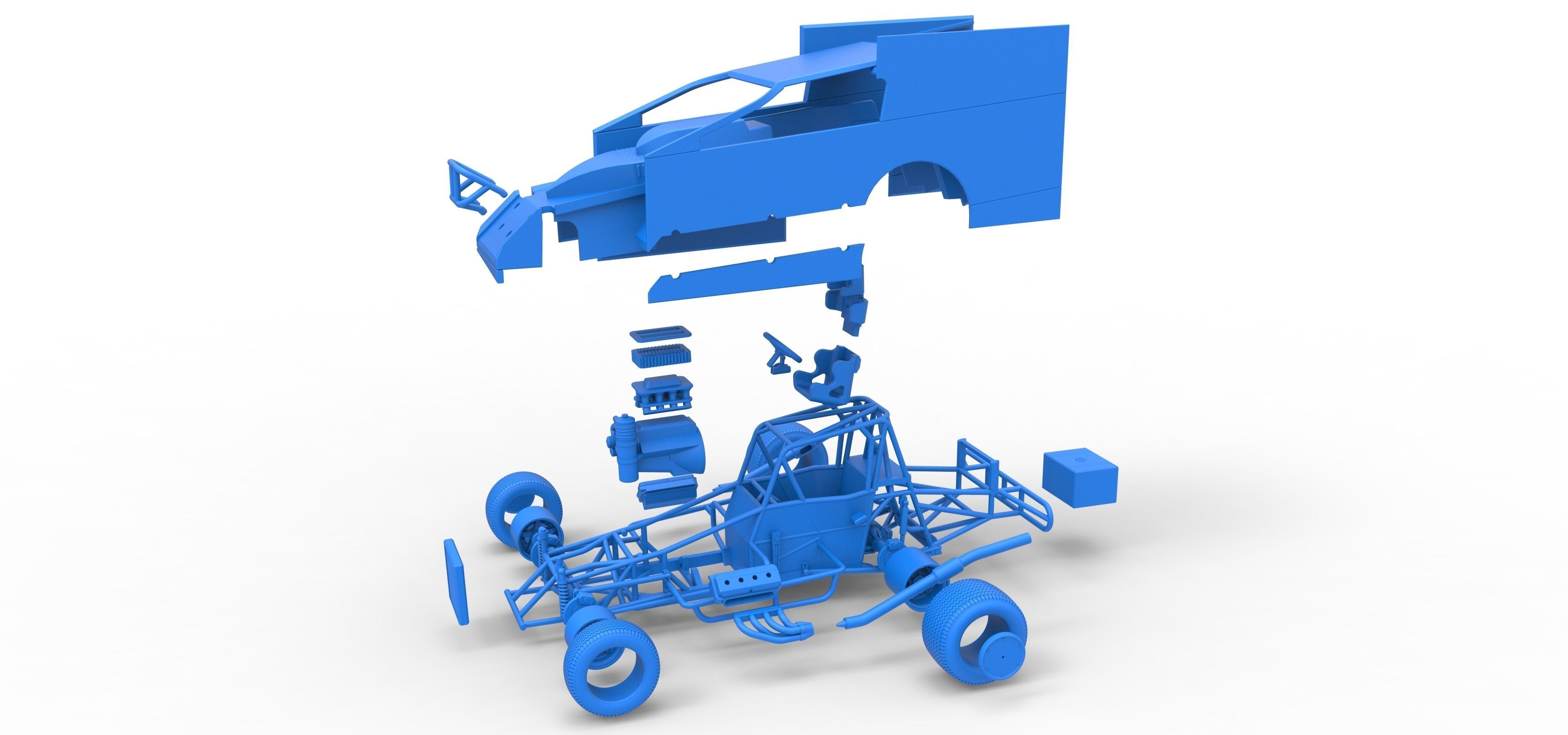 Northeast Outlaw Dirt Modified stock car Scale 1 to 25 3D print model_55