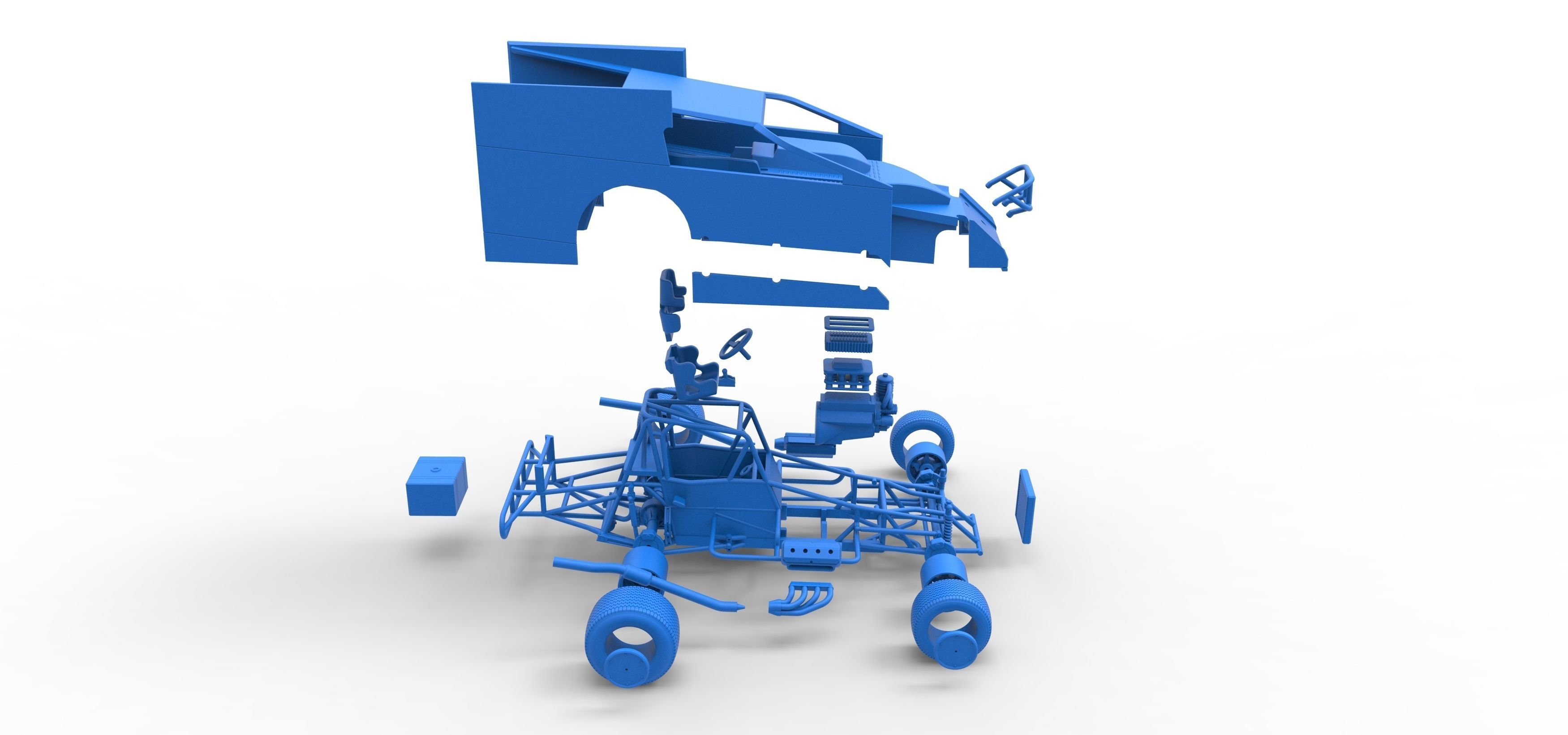 Northeast Outlaw Dirt Modified stock car Scale 1 to 25 3D print model_64