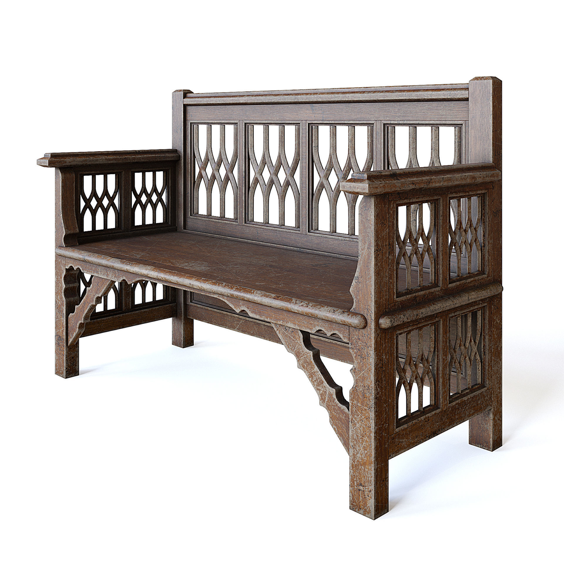 Medieval Bench 3D model_3