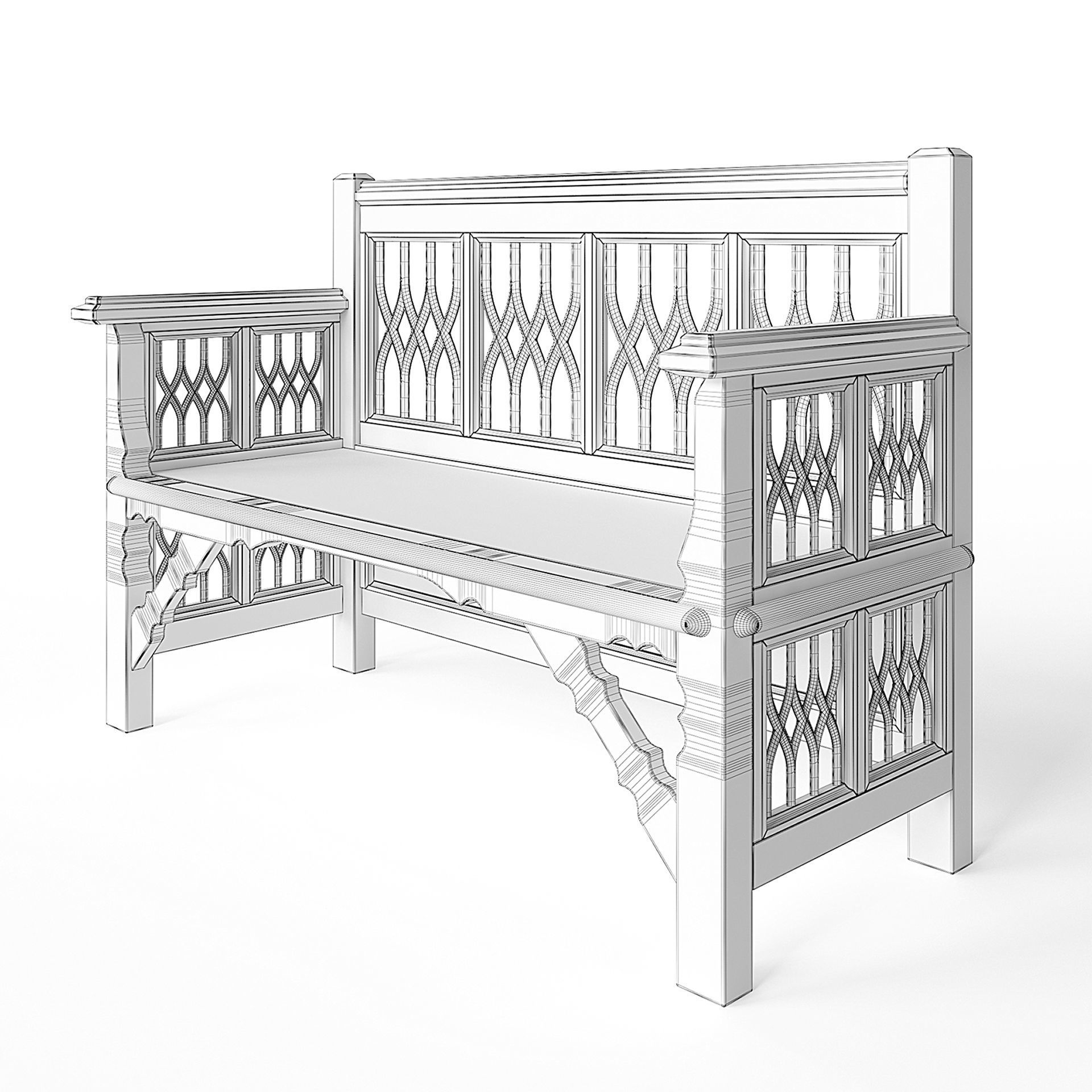 Medieval Bench 3D model_2