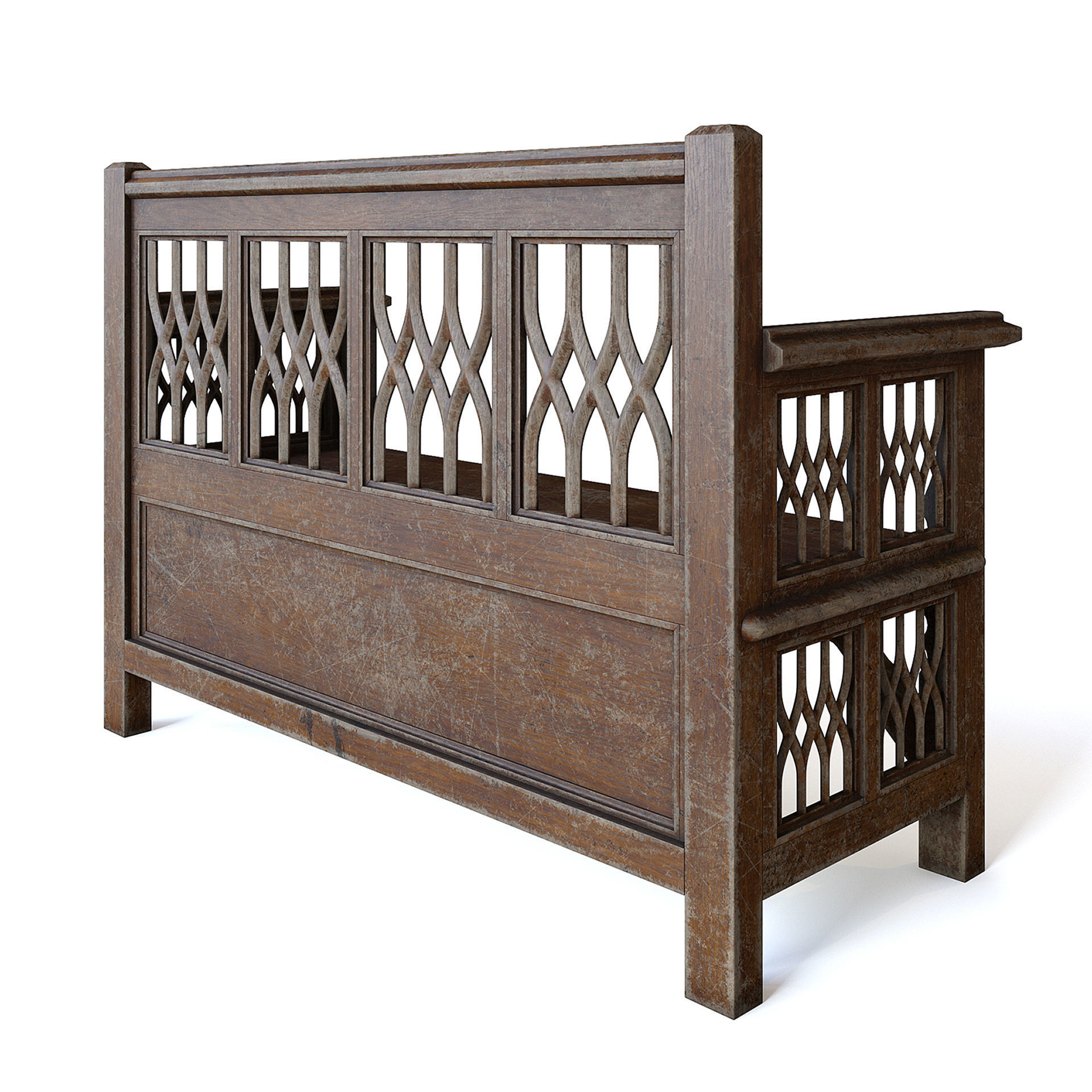 Medieval Bench 3D model_5