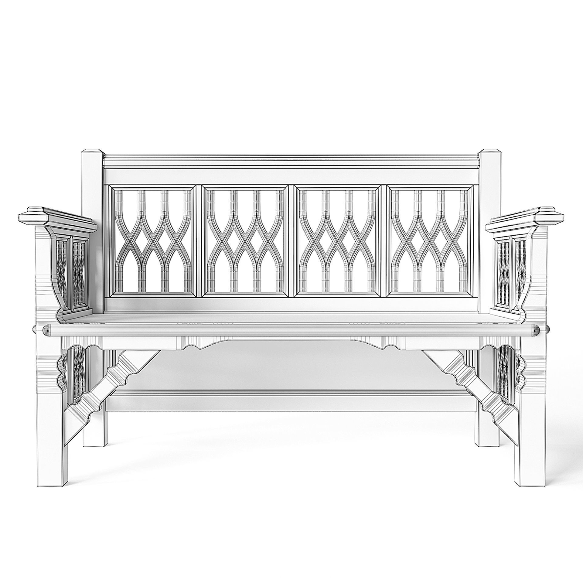 Medieval Bench 3D model_1