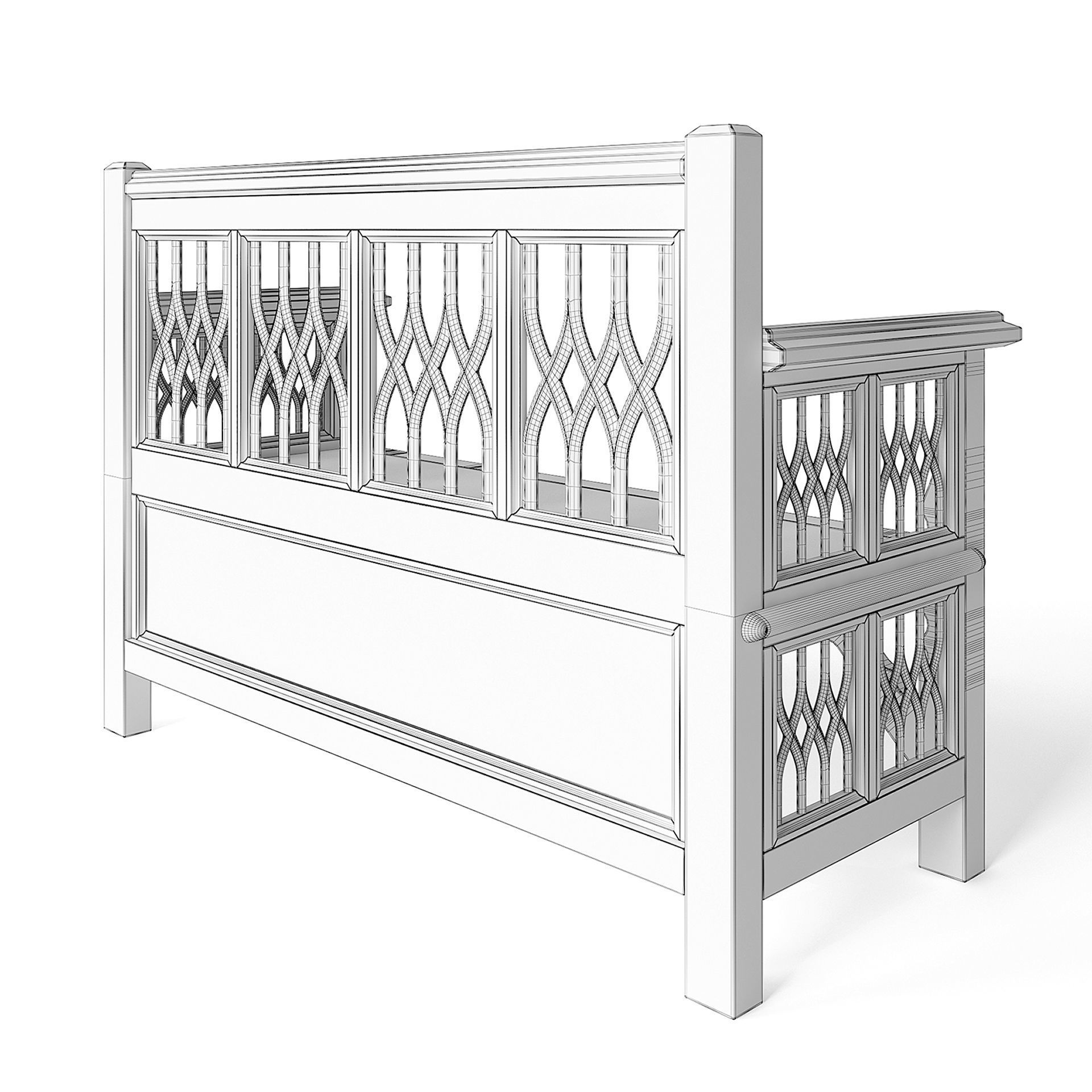 Medieval Bench 3D model_4