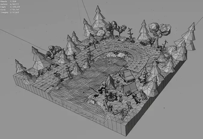 Low Poly dioram with materials