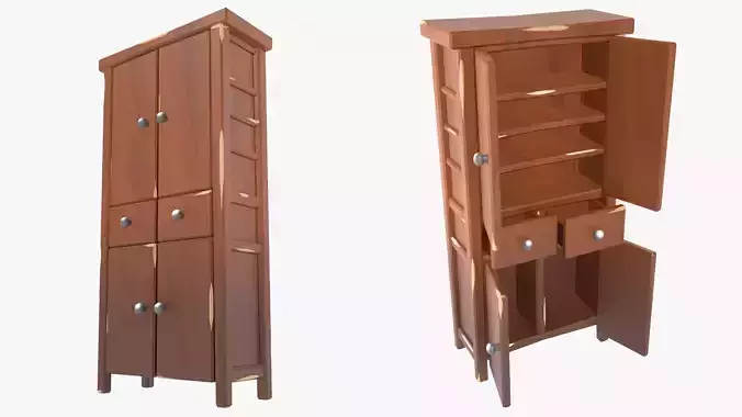 Lowpoly Stylized Wooden Cabinet