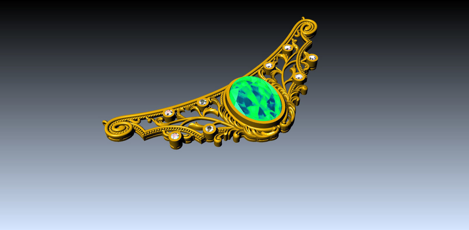 Vintage diamond gemstone pendant  3D print model_1