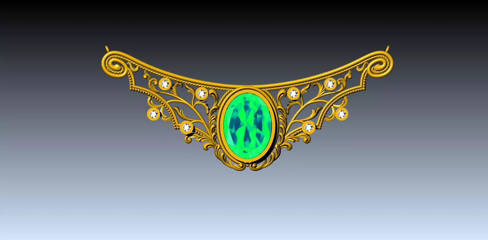 Vintage diamond gemstone pendant  3D print model_0