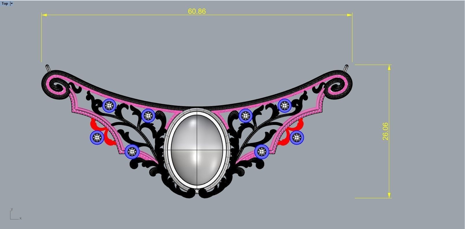 Vintage diamond gemstone pendant  3D print model_2