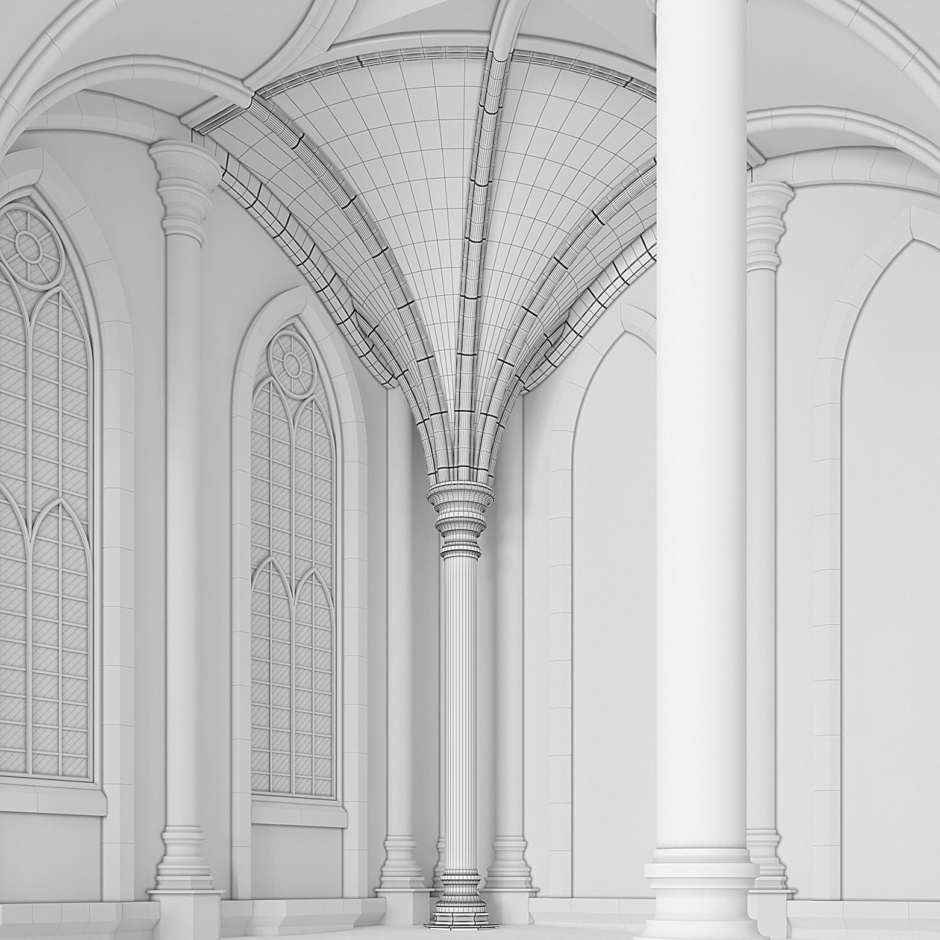 Throme Room Pillar Ceiling Corner 3D model_5