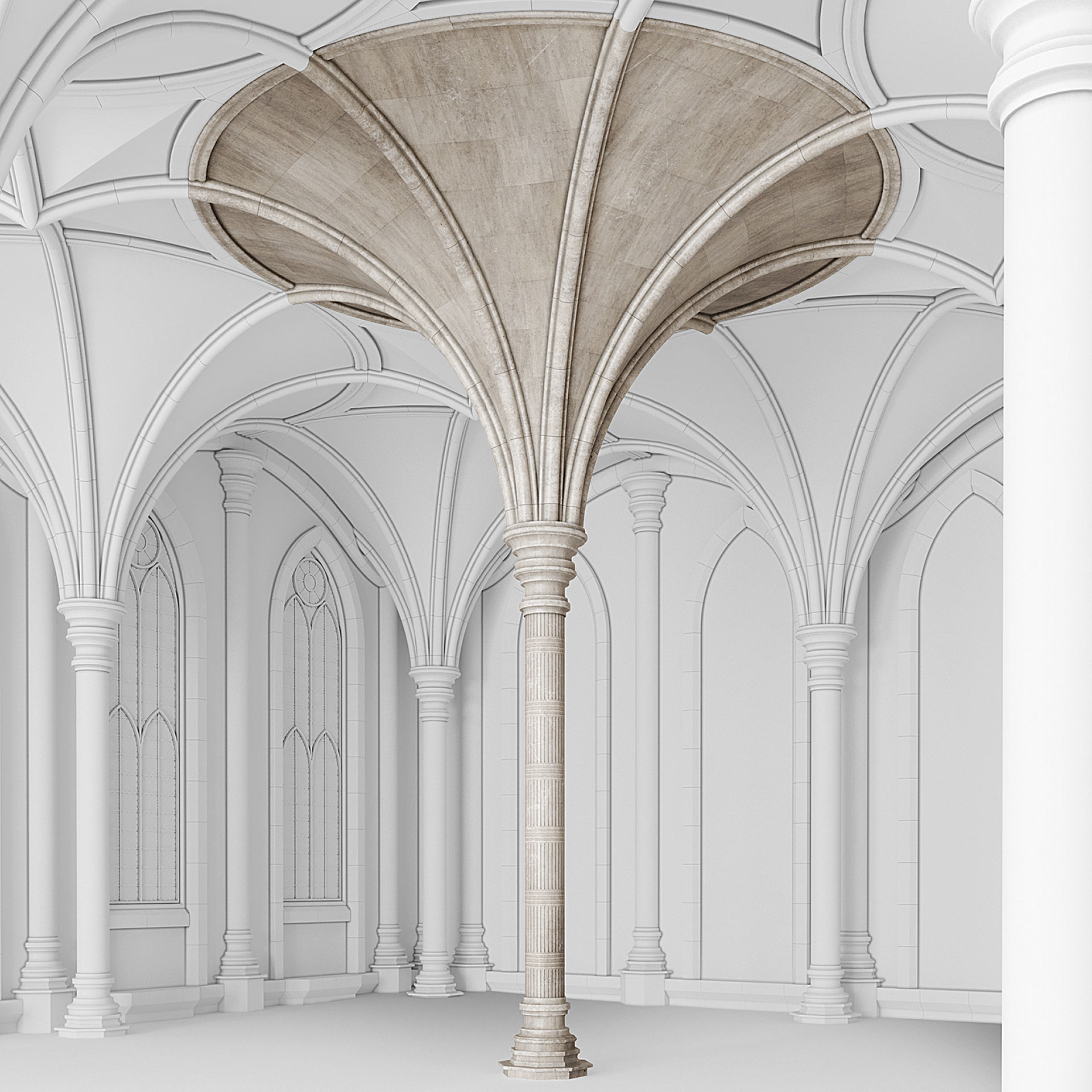 Throme Room Pillar Ceiling Middle 3D model_4