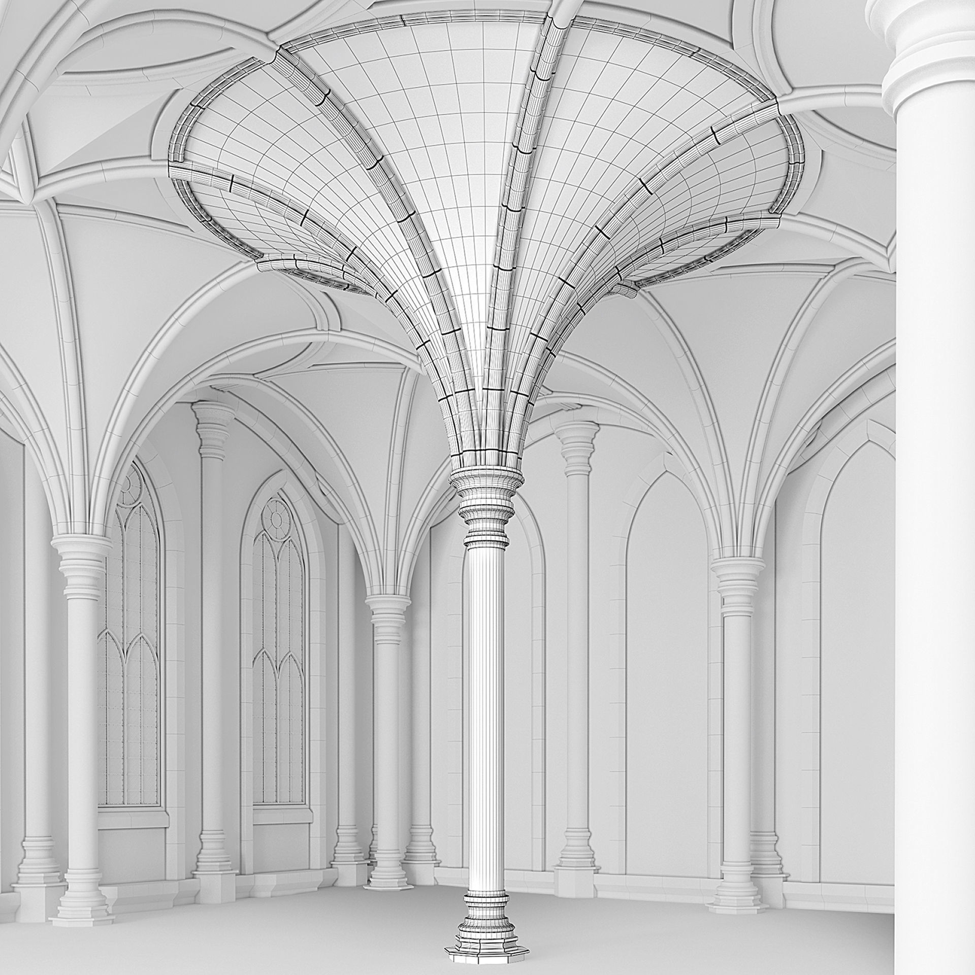 Throme Room Pillar Ceiling Middle 3D model_5