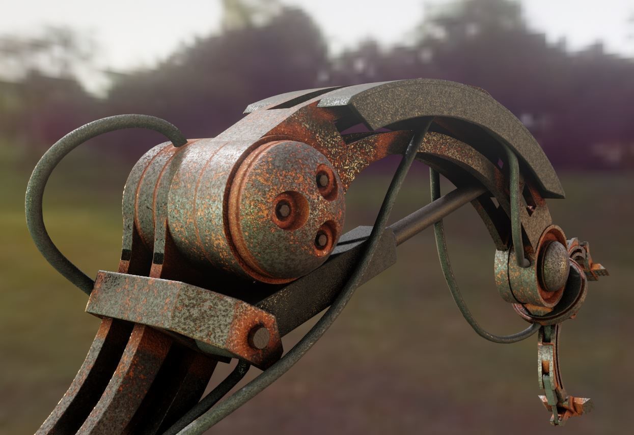 Rigged Industrial Robot Arm Alu Orange and Rusty Version 3D Model Collection_98