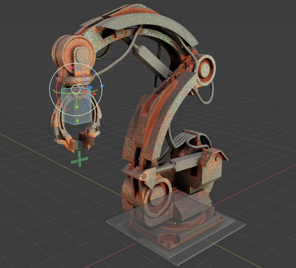 Rigged Industrial Robot Arm Alu Orange and Rusty Version 3D Model Collection_89