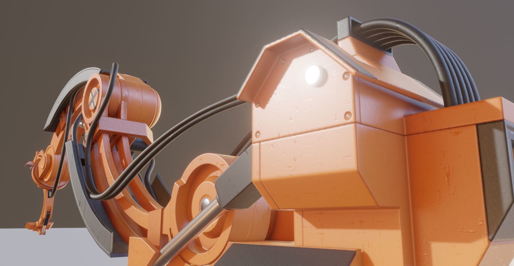 Rigged Industrial Robot Arm Alu Orange and Rusty Version 3D Model Collection_21