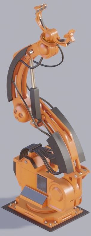 Rigged Industrial Robot Arm Alu Orange and Rusty Version 3D Model Collection_6