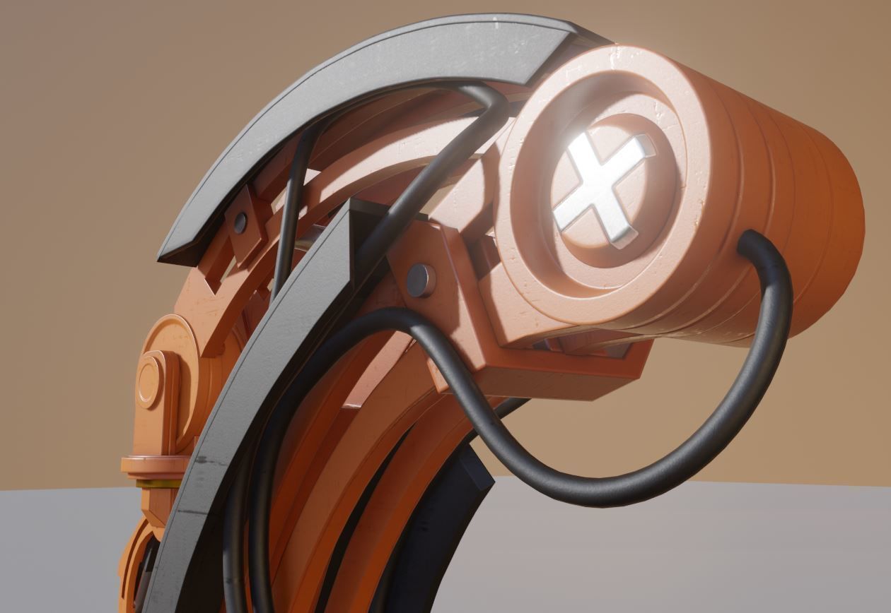 Rigged Industrial Robot Arm Alu Orange and Rusty Version 3D Model Collection_34