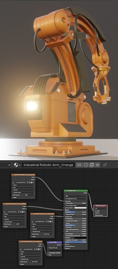 Rigged Industrial Robot Arm Alu Orange and Rusty Version 3D Model Collection_22