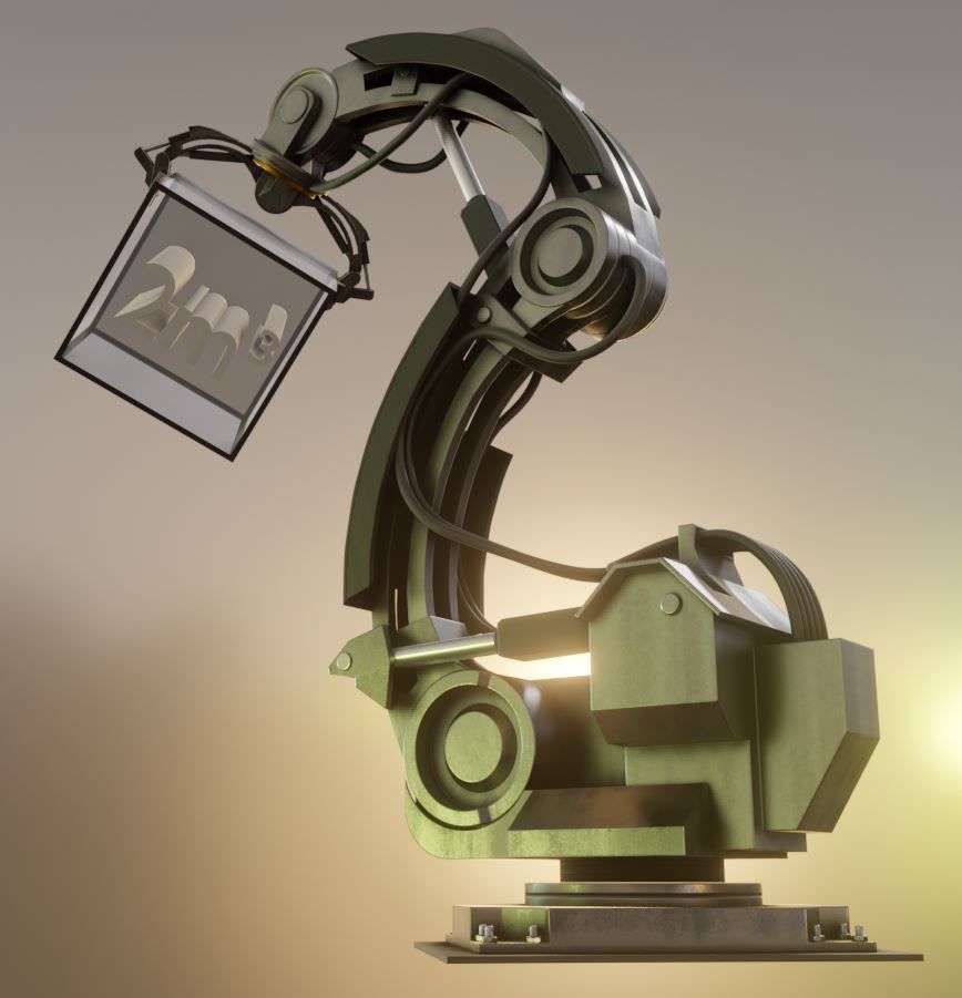 Rigged Industrial Robot Arm Alu Orange and Rusty Version 3D Model Collection_53