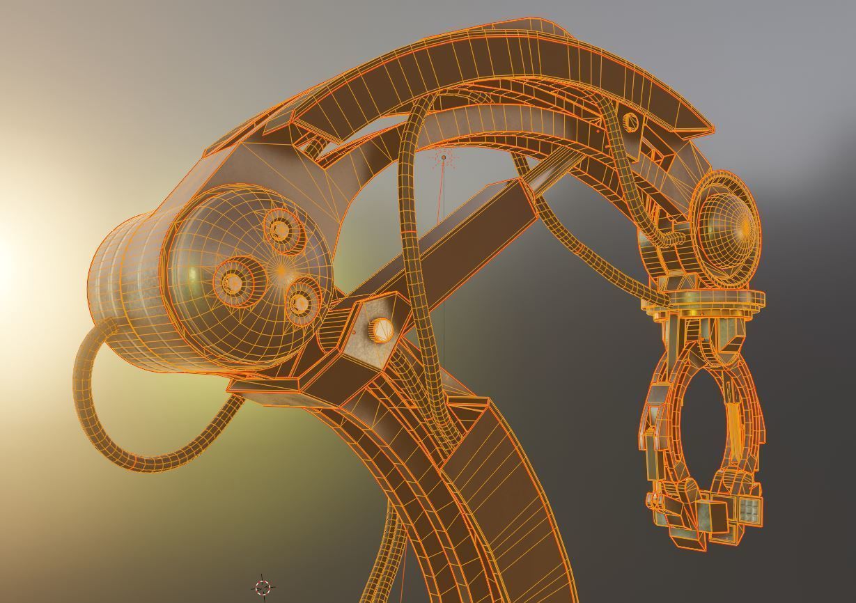 Rigged Industrial Robot Arm Alu Orange and Rusty Version 3D Model Collection_79