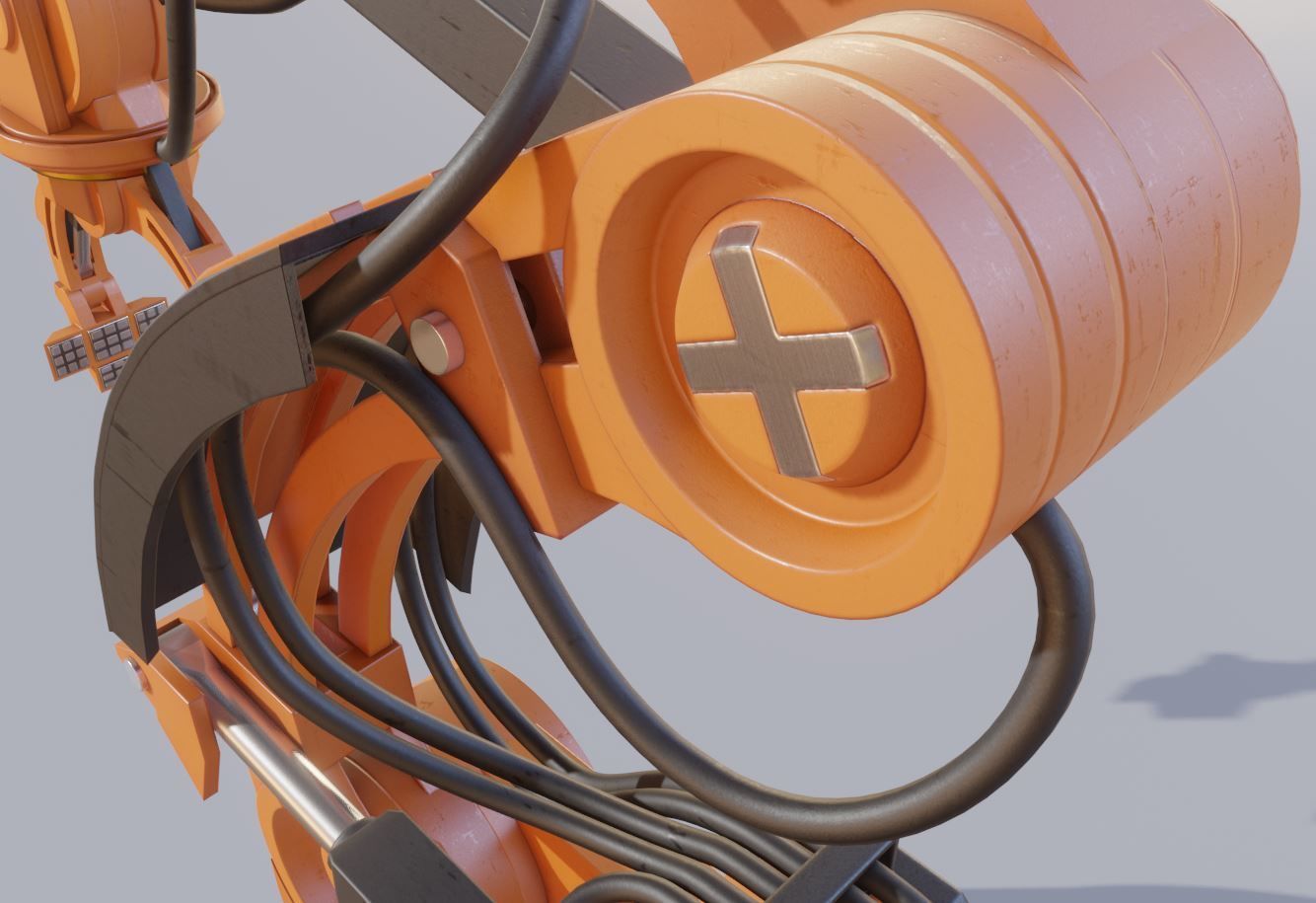 Rigged Industrial Robot Arm Alu Orange and Rusty Version 3D Model Collection_37