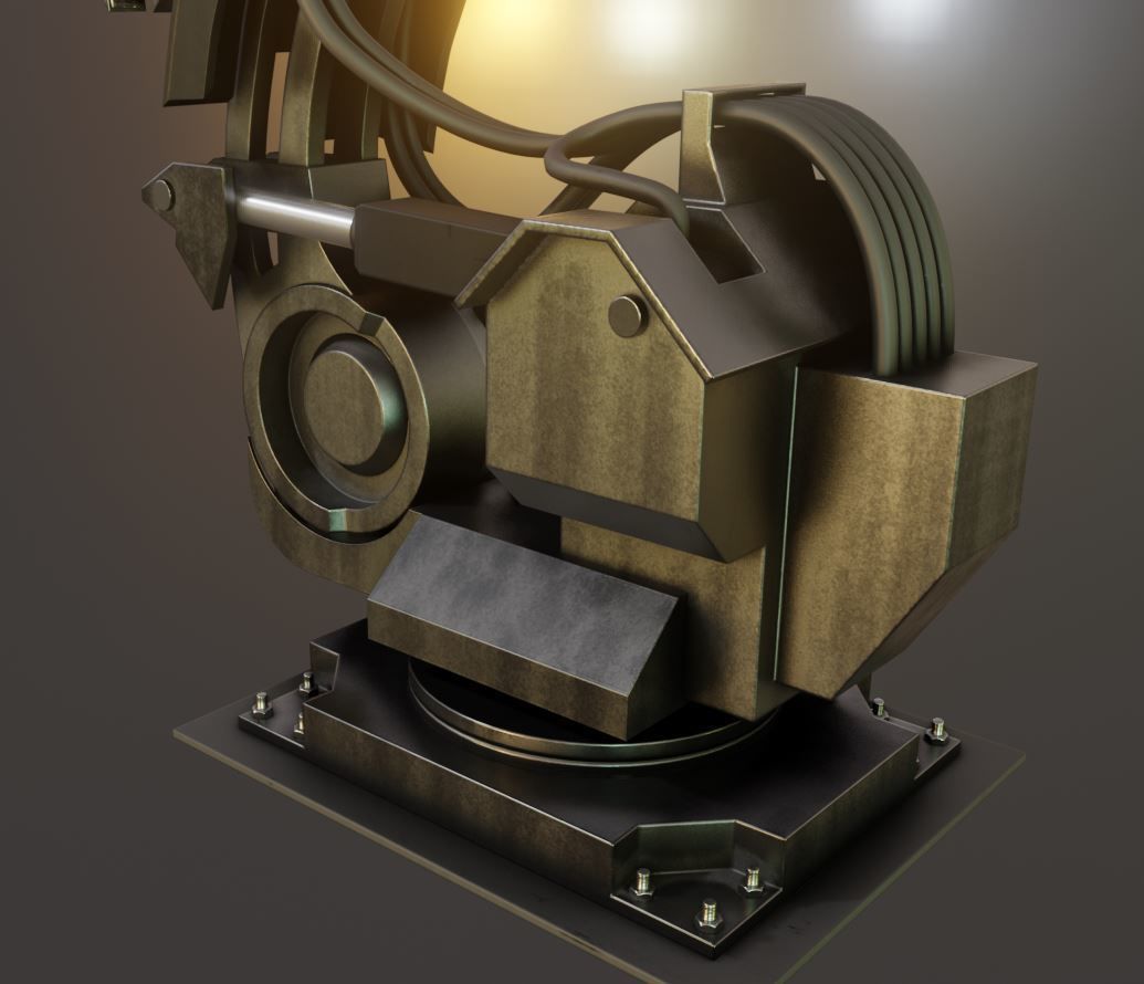 Rigged Industrial Robot Arm Alu Orange and Rusty Version 3D Model Collection_76