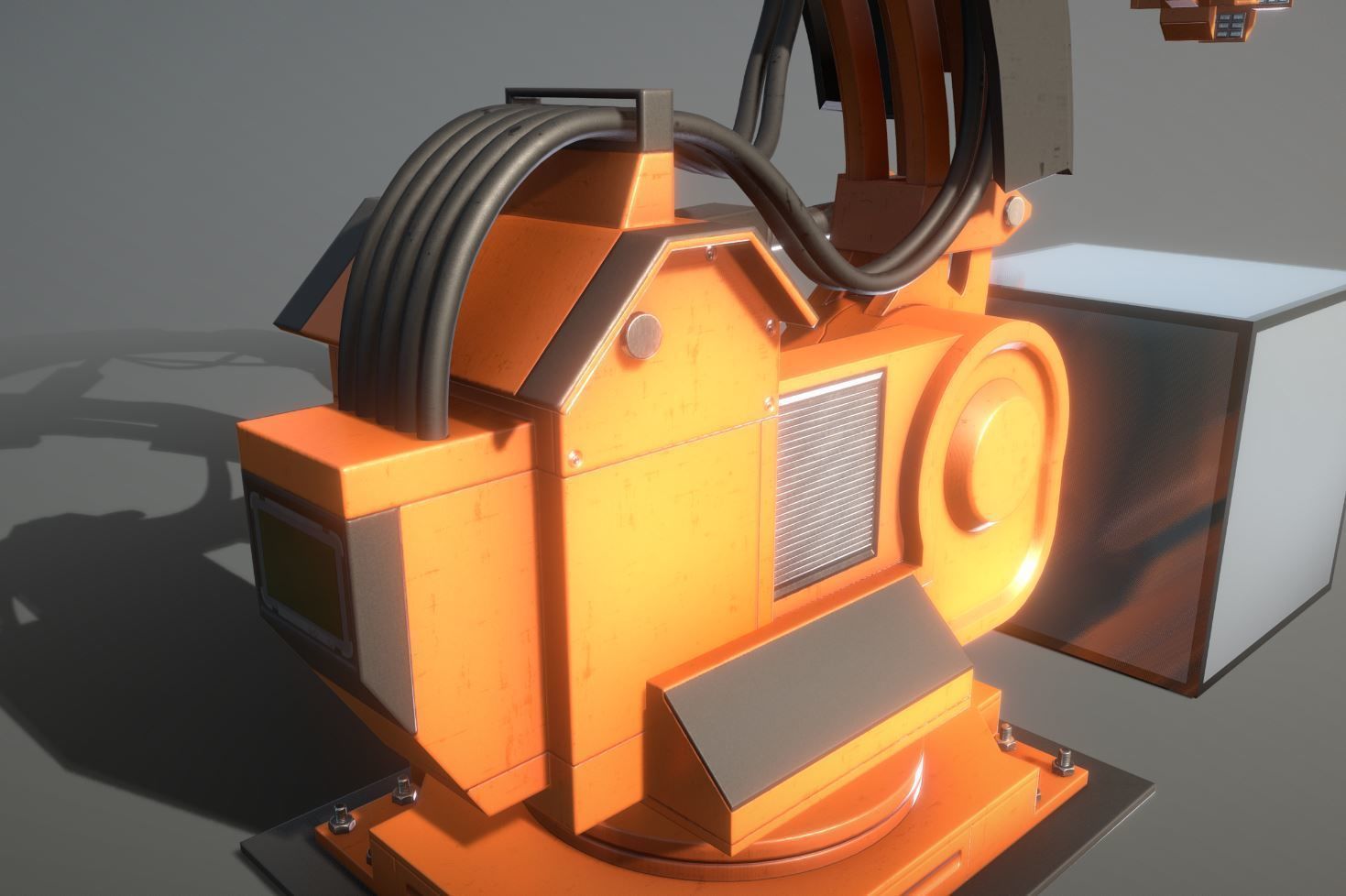 Rigged Industrial Robot Arm Alu Orange and Rusty Version 3D Model Collection_35