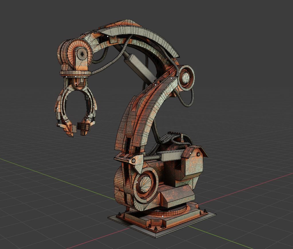 Rigged Industrial Robot Arm Alu Orange and Rusty Version 3D Model Collection_85
