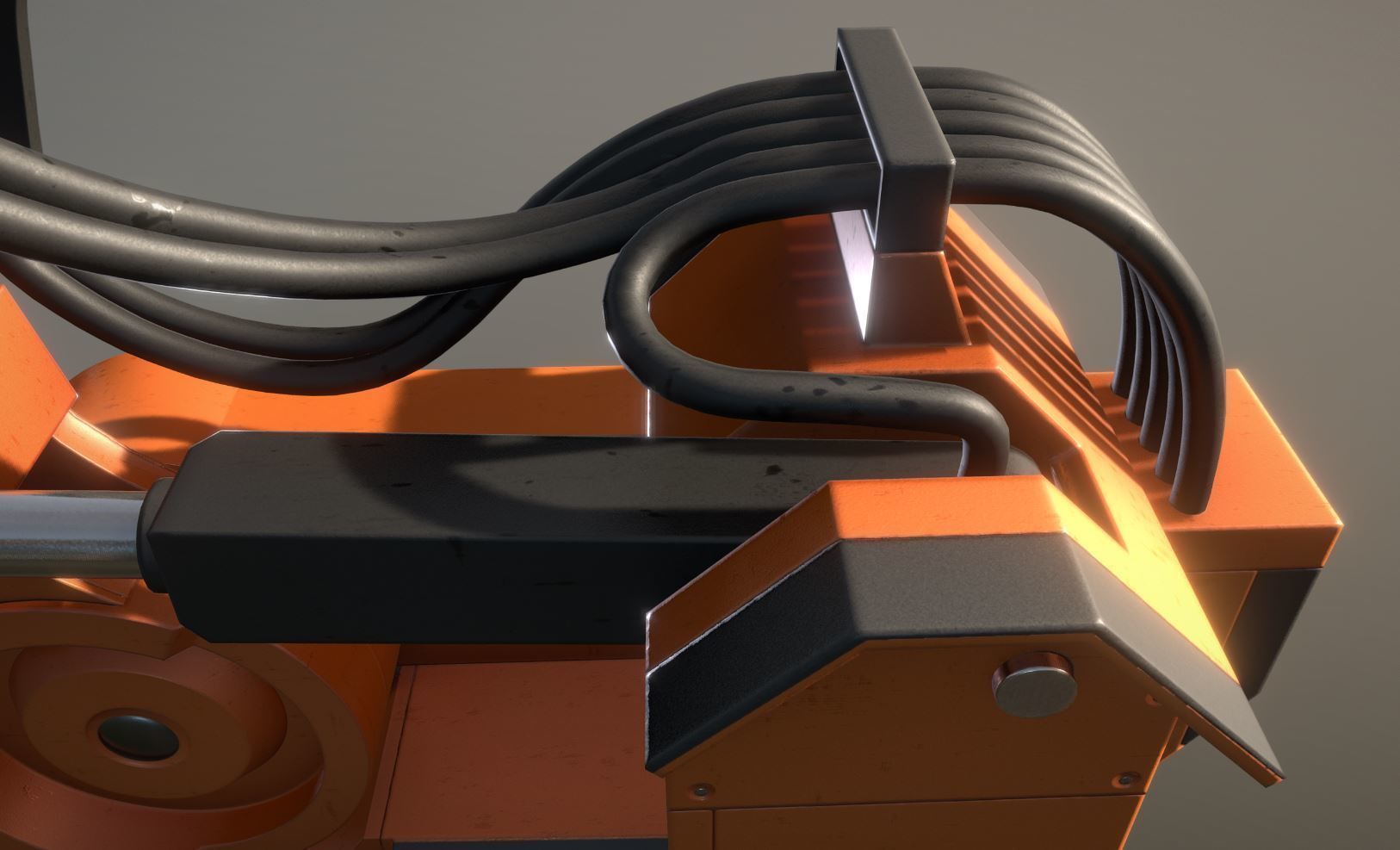 Rigged Industrial Robot Arm Alu Orange and Rusty Version 3D Model Collection_23