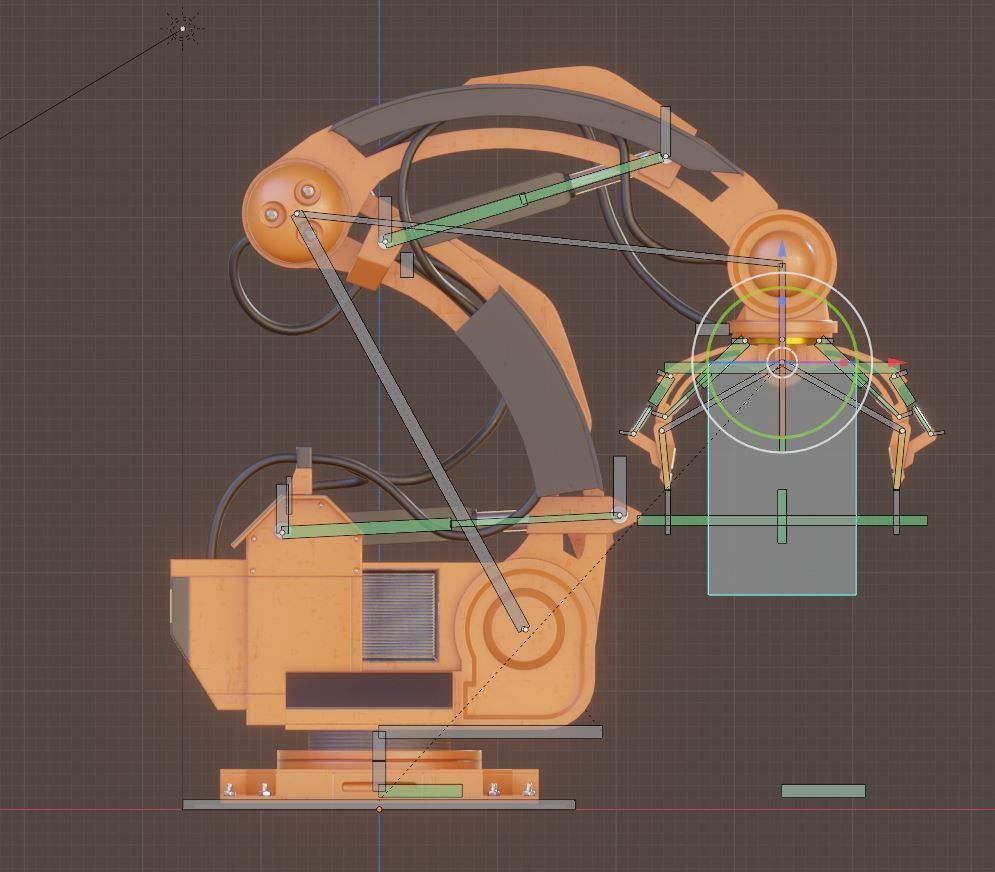 Rigged Industrial Robot Arm Alu Orange and Rusty Version 3D Model Collection_29