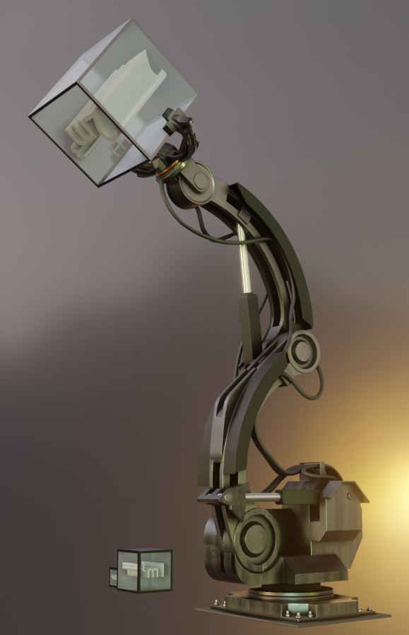 Rigged Industrial Robot Arm Alu Orange and Rusty Version 3D Model Collection_48