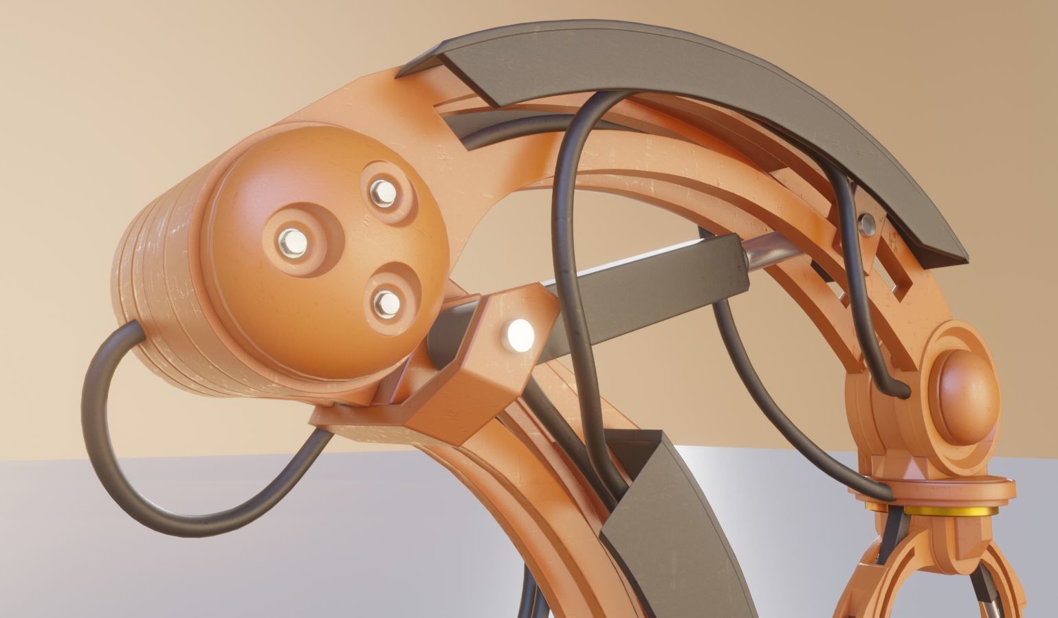 Rigged Industrial Robot Arm Alu Orange and Rusty Version 3D Model Collection_33