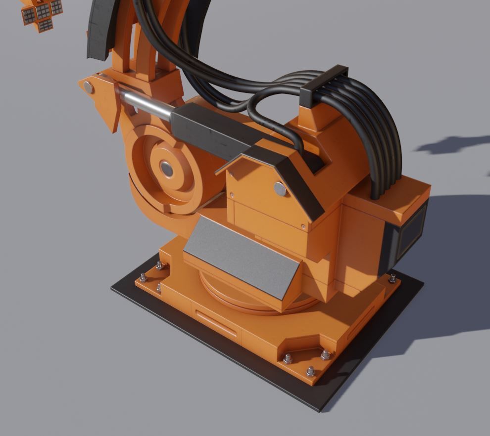 Rigged Industrial Robot Arm Alu Orange and Rusty Version 3D Model Collection_16