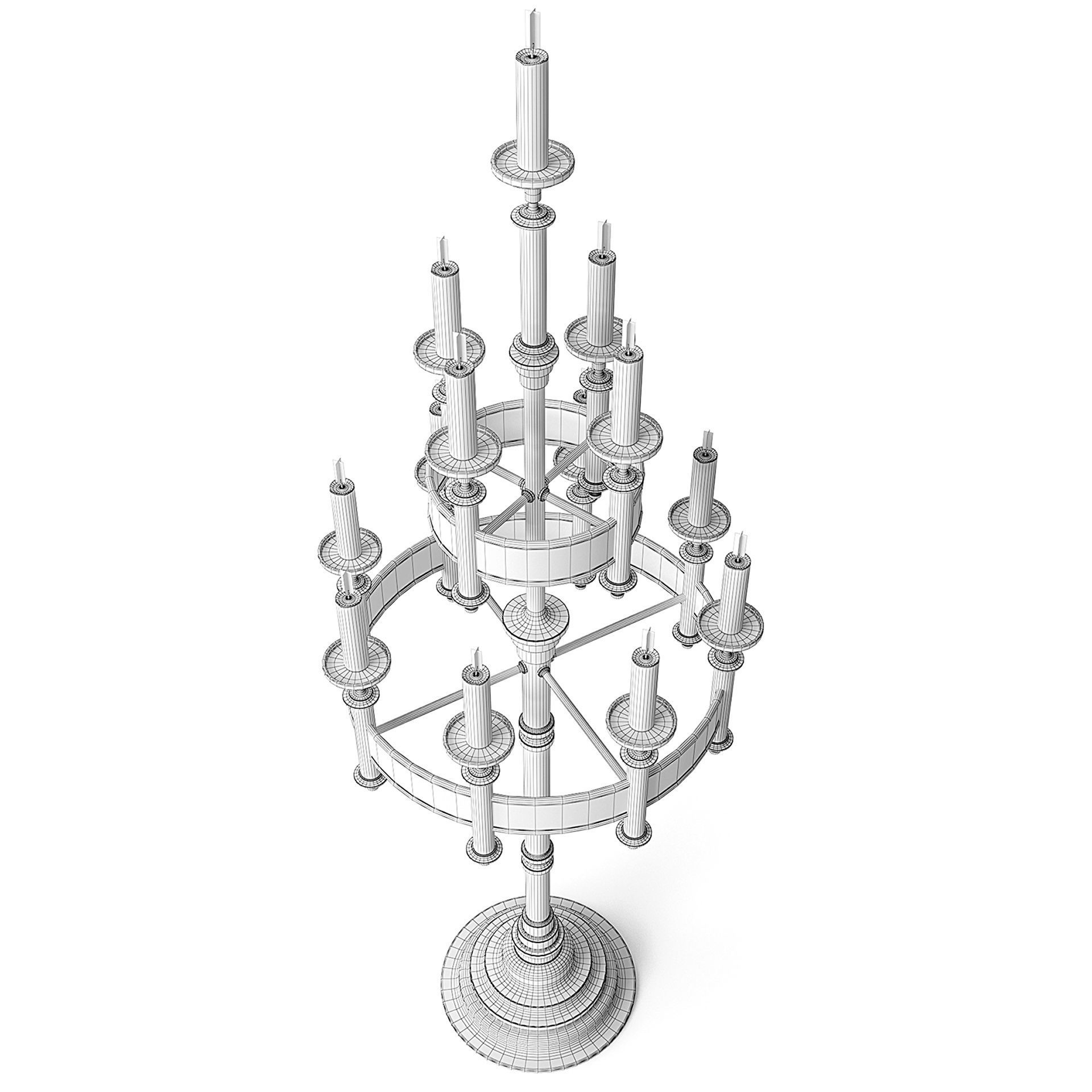 Medieval Standing Candles 3D model_2