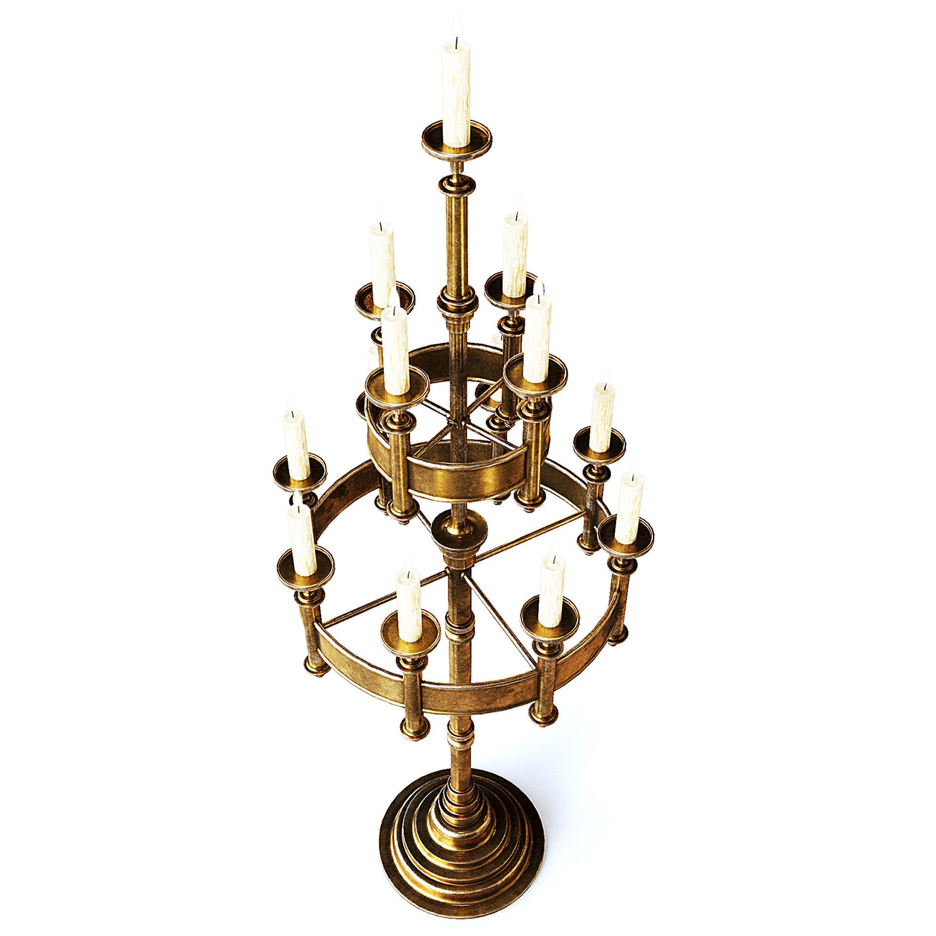 Medieval Standing Candles 3D model_3