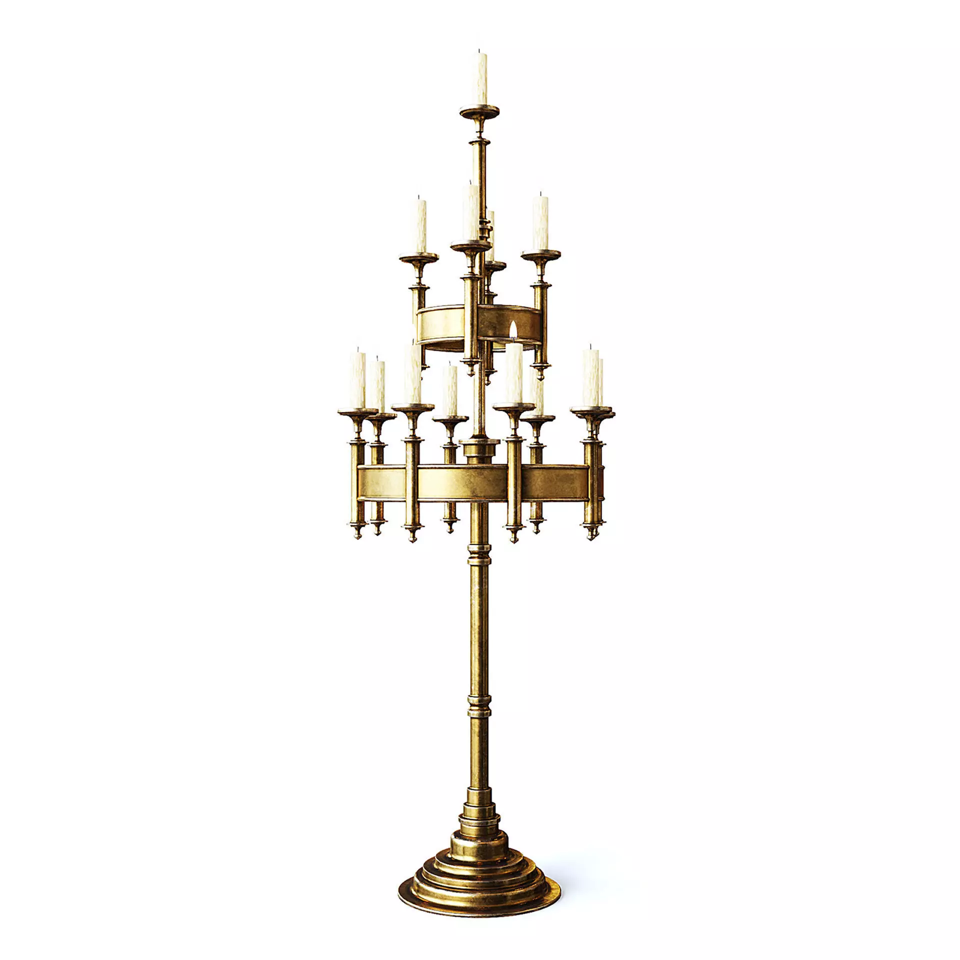 Medieval Standing Candles 3D model_0