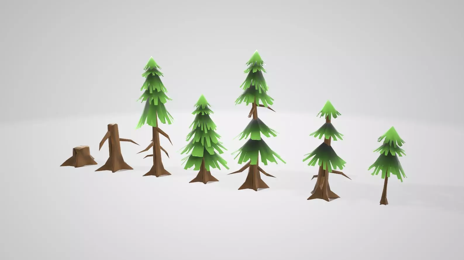 Cartoon pine tree Low-poly 3D model_0