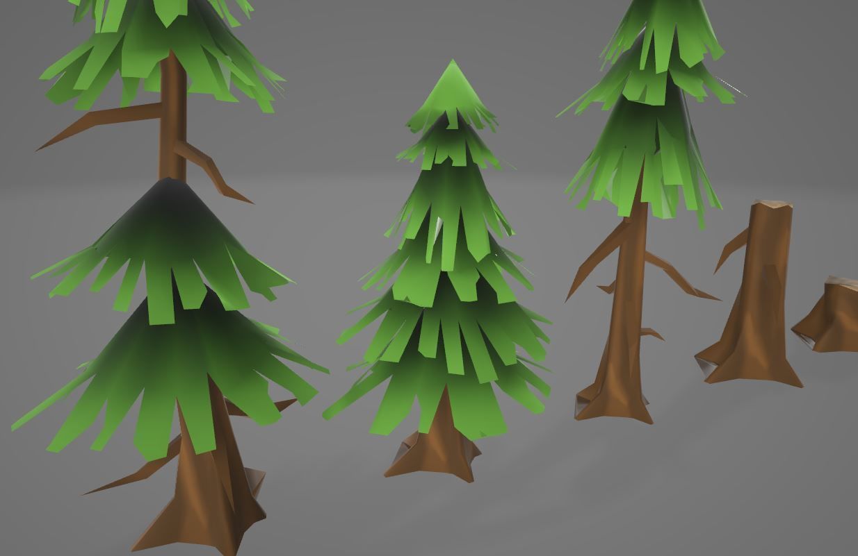 Cartoon pine tree Low-poly 3D model_2