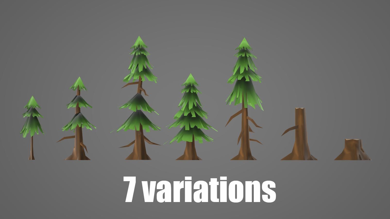Cartoon pine tree Low-poly 3D model_1