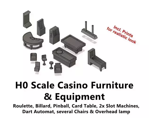 Casino Furniture and Equipment - H0 Scale 3D print model