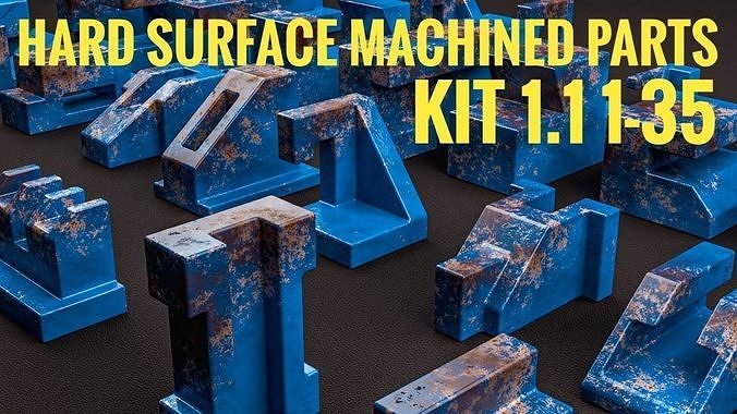 Building Blocks Kit Machined Parts Hard Surface V1 Low-poly 3D model