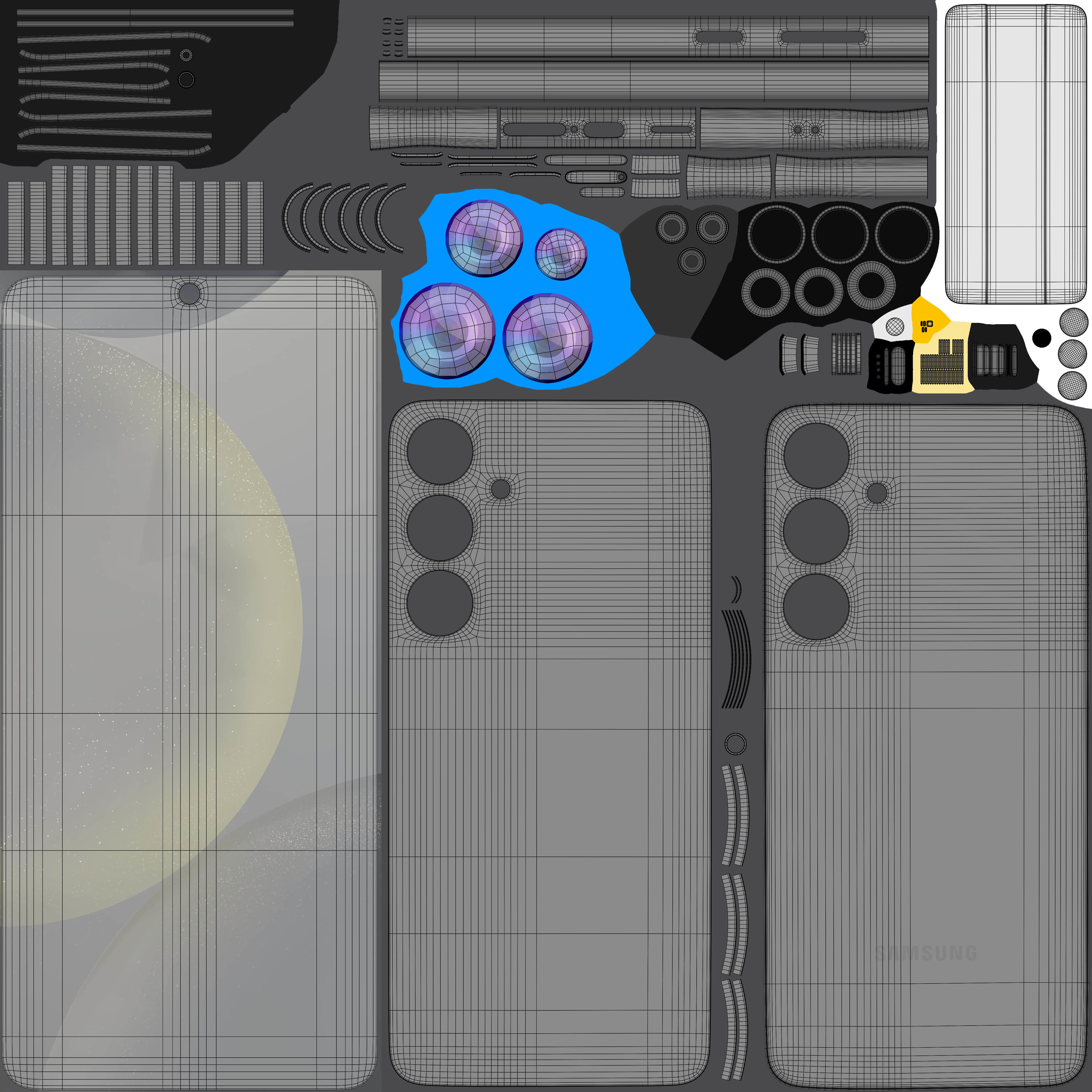 Samsung Galaxy S24 Plus Black Low-poly 3D model_10