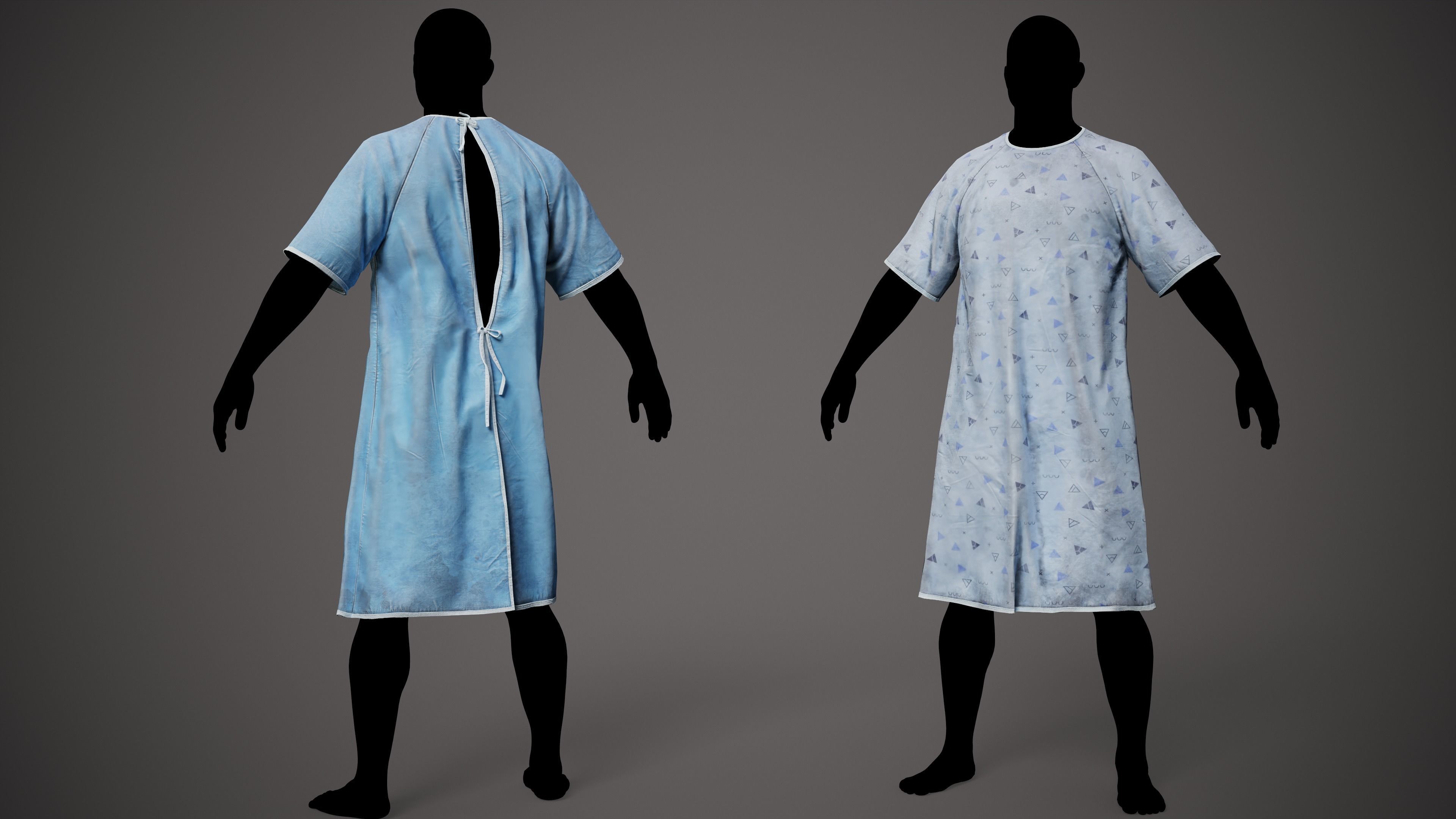 Medica Gospital gown 3D model Low-poly 3D model_2